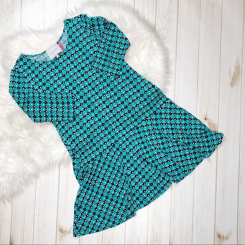 Leota Women's‎ Blue Teal Drop Waist Print Pullover Dress Size Medium